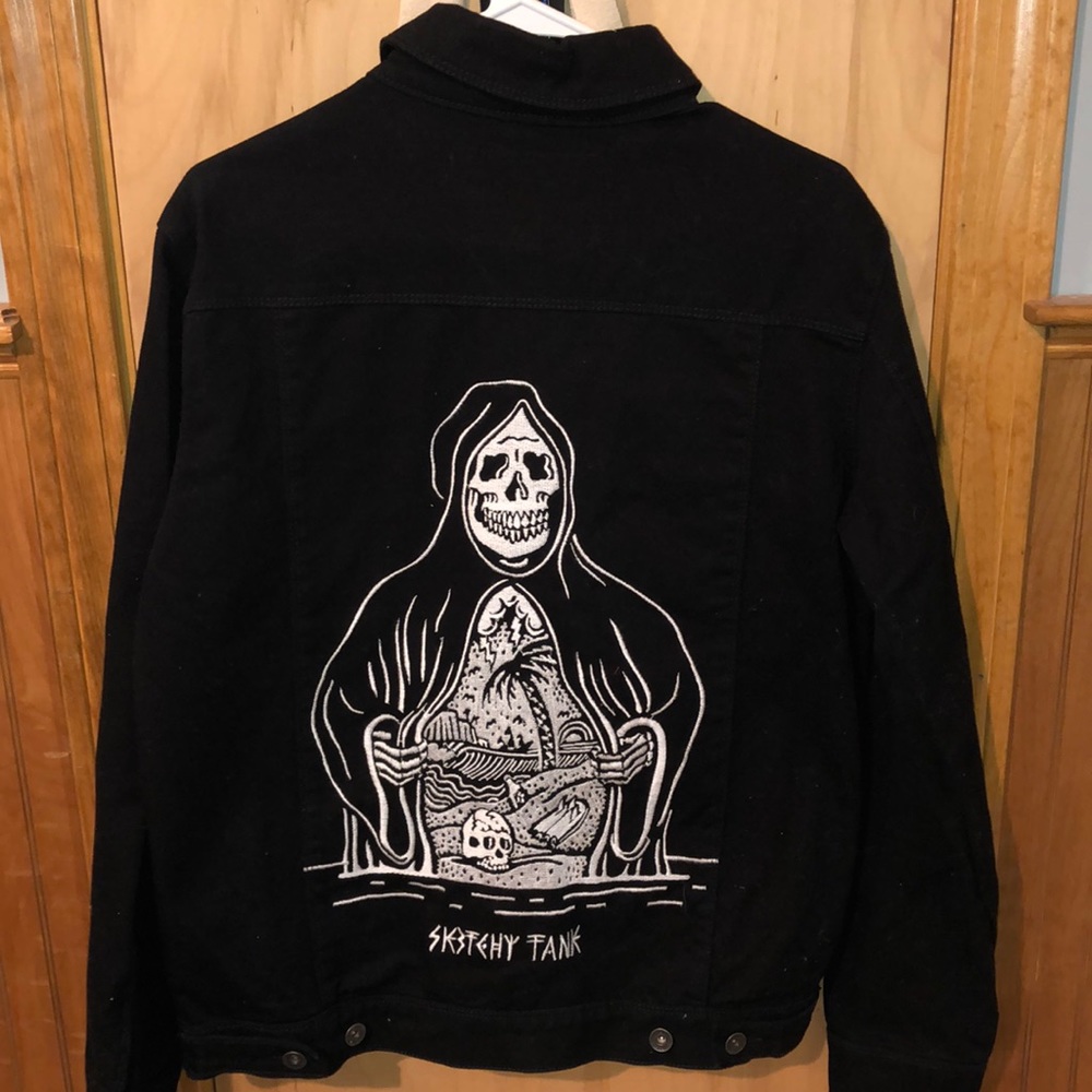Sketchy Tank In Paradise Black Denim Jacket